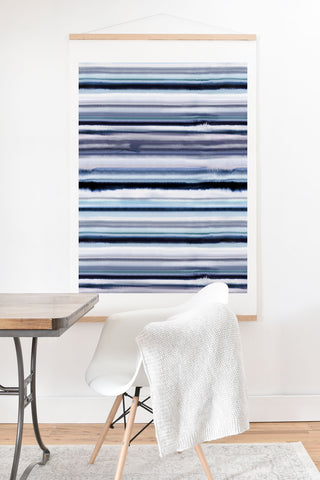Ninola Design Ombre Sea Stripes Navy Art Print And Hanger