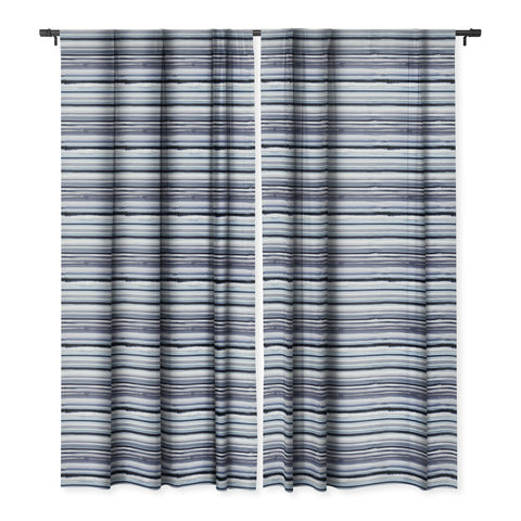 Ninola Design Ombre Sea Stripes Navy Blackout Window Curtain