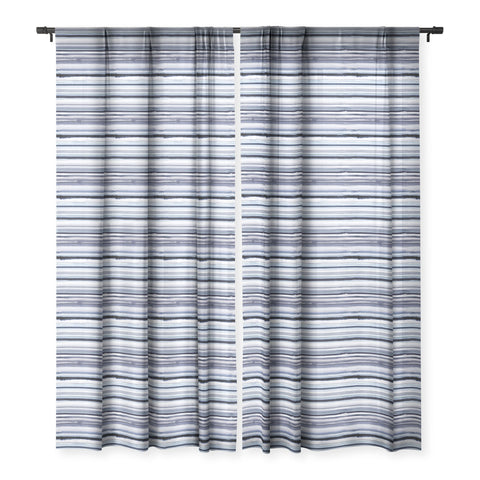Ninola Design Ombre Sea Stripes Navy Sheer Window Curtain