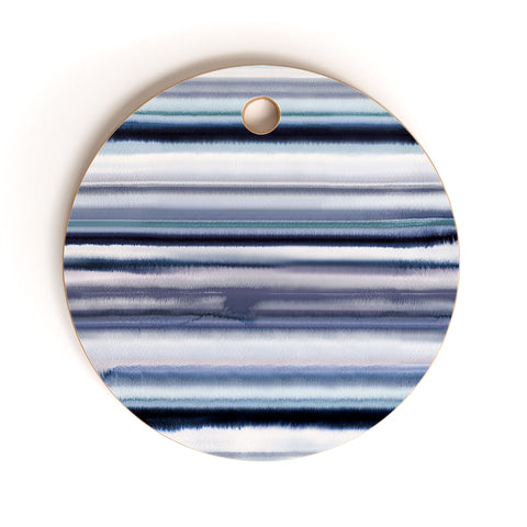 Ninola Design Ombre Sea Stripes Navy Cutting Board Round