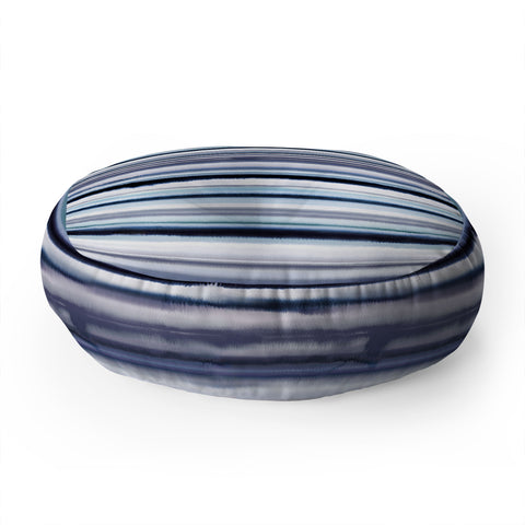 Ninola Design Ombre Sea Stripes Navy Floor Pillow Round