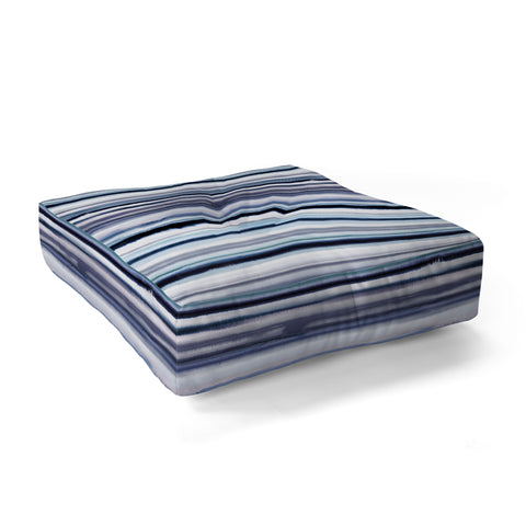 Ninola Design Ombre Sea Stripes Navy Floor Pillow Square