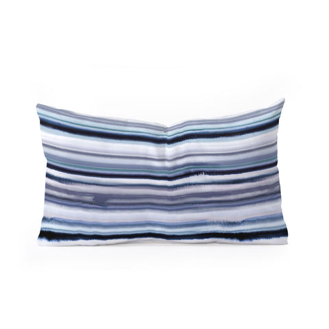 Ninola Design Ombre Sea Stripes Navy Oblong Throw Pillow
