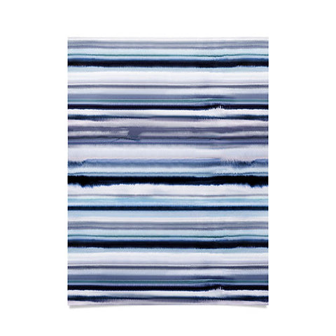 Ninola Design Ombre Sea Stripes Navy Poster