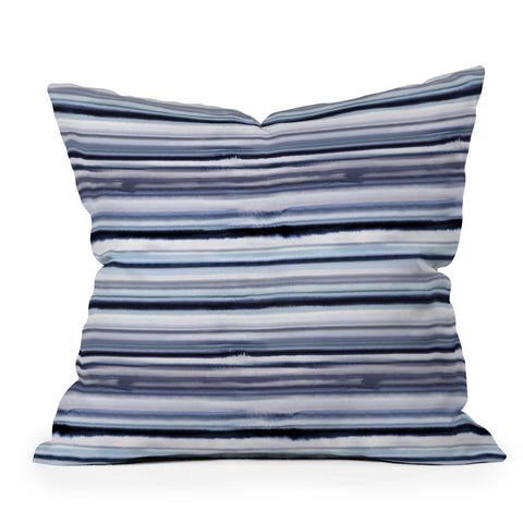 Ninola Design Ombre Sea Stripes Navy Throw Pillow