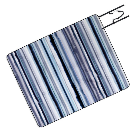Ninola Design Ombre Sea Stripes Navy Picnic Blanket