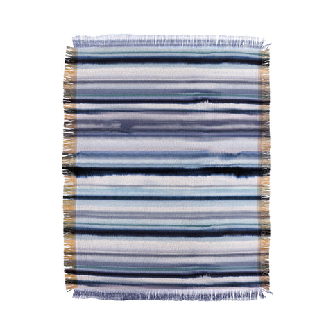 Ninola Design Ombre Sea Stripes Navy Throw Blanket