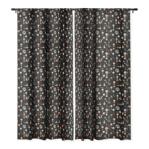 Ninola Design Orange Astronomy Dark Moons Blackout Window Curtain
