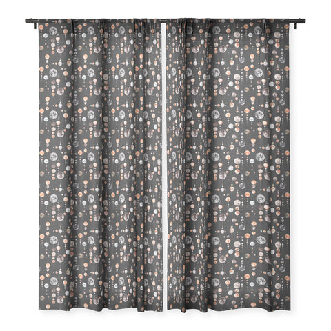 Ninola Design Orange Astronomy Dark Moons Sheer Window Curtain