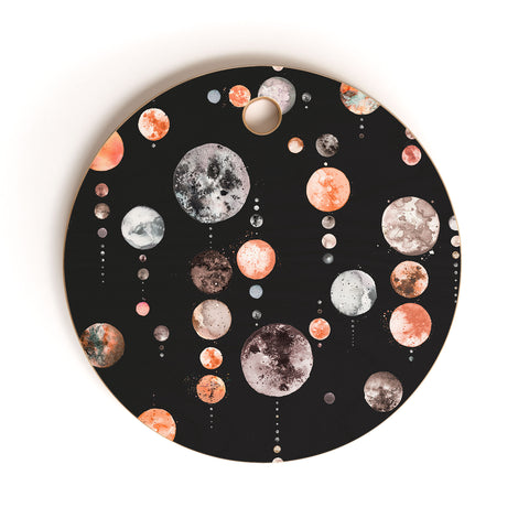 Ninola Design Orange Astronomy Dark Moons Cutting Board Round
