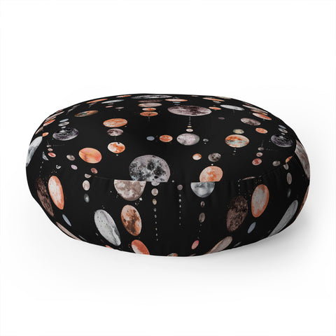 Ninola Design Orange Astronomy Dark Moons Floor Pillow Round