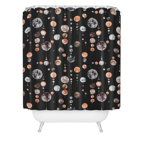 Ninola Design Orange Astronomy Dark Moons Shower Curtain