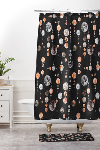 Ninola Design Orange Astronomy Dark Moons Shower Curtain And Mat