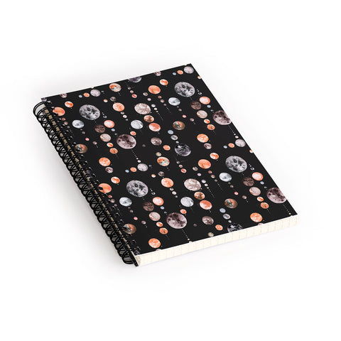 Ninola Design Orange Astronomy Dark Moons Spiral Notebook