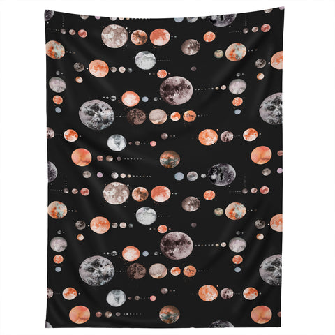 Ninola Design Orange Astronomy Dark Moons Tapestry