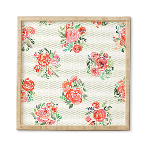 Ninola Design Orange sweet roses bouquet watercolor Framed Wall Art