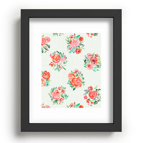 Ninola Design Orange sweet roses bouquet watercolor Recessed Framing Rectangle