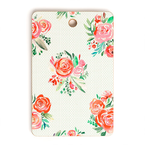 Ninola Design Orange sweet roses bouquet watercolor Cutting Board Rectangle
