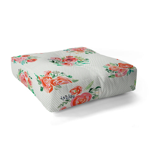 Ninola Design Orange sweet roses bouquet watercolor Floor Pillow Square