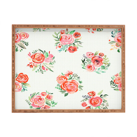 Ninola Design Orange sweet roses bouquet watercolor Rectangular Tray