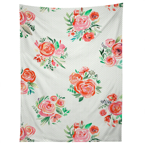 Ninola Design Orange sweet roses bouquet watercolor Tapestry