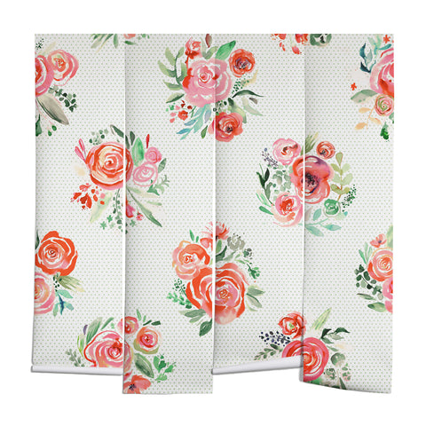 Ninola Design Orange sweet roses bouquet watercolor Wall Mural