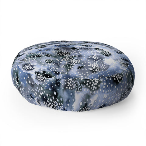 Ninola Design Organic texture dots Blue Floor Pillow Round