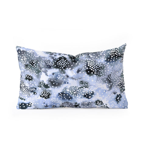 Ninola Design Organic texture dots Blue Oblong Throw Pillow