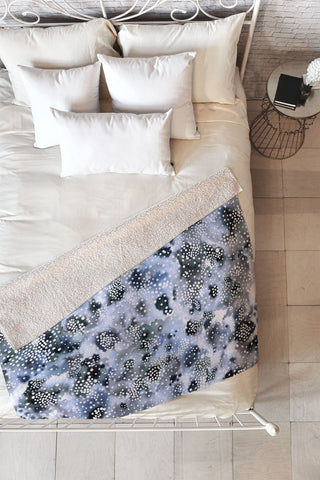 Ninola Design Organic texture dots Blue Fleece Throw Blanket