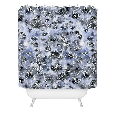 Ninola Design Organic texture dots Blue Shower Curtain