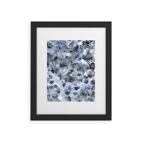 Ninola Design Organic texture dots Blue Framed Art Print