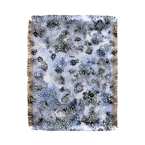 Ninola Design Organic texture dots Blue Throw Blanket
