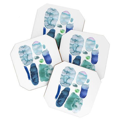 Ninola Design Organic watercolor blue Coaster Set