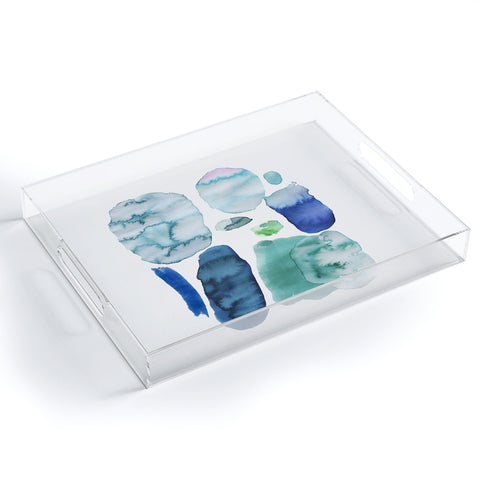 Ninola Design Organic watercolor blue Acrylic Tray
