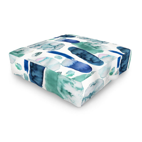 Ninola Design Organic watercolor blue Outdoor Floor Cushion