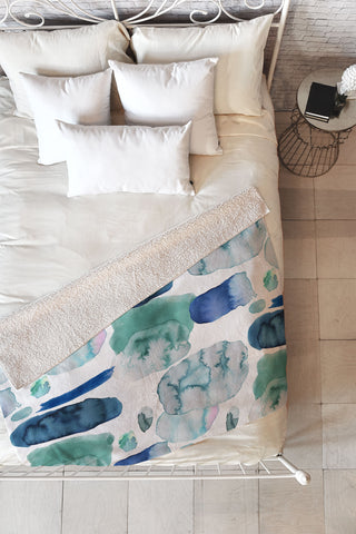 Ninola Design Organic watercolor blue Fleece Throw Blanket