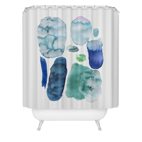 Ninola Design Organic watercolor blue Shower Curtain