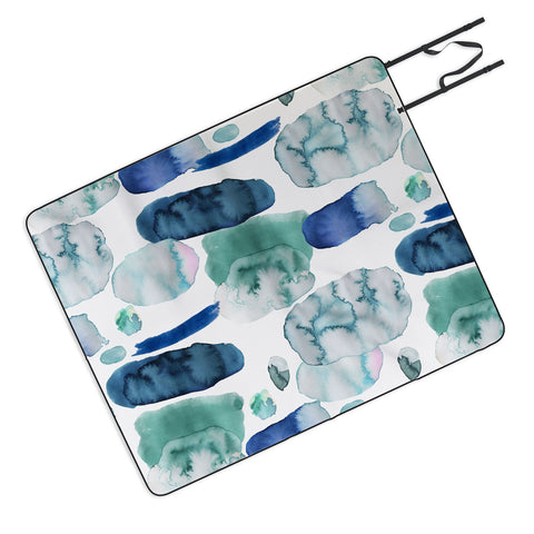 Ninola Design Organic watercolor blue Picnic Blanket