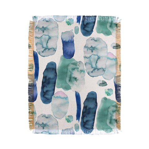 Ninola Design Organic watercolor blue Throw Blanket