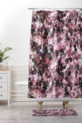 Ninola Design Overlapped Dots Sensual Pink Shower Curtain And Mat