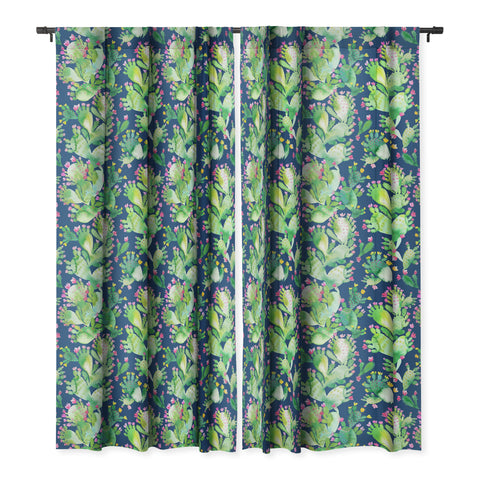 Ninola Design Paddle Cactus Blue Blackout Window Curtain