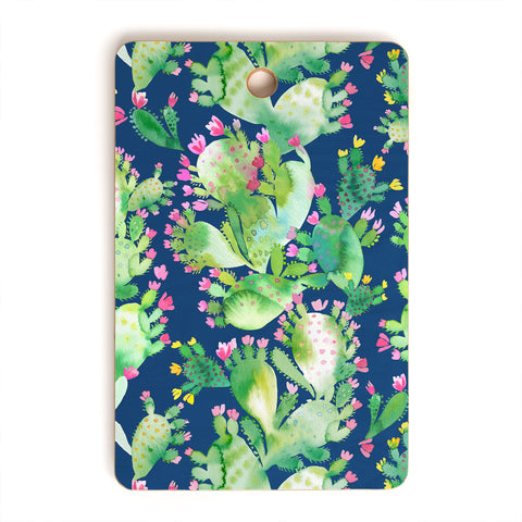 Ninola Design Paddle Cactus Blue Cutting Board Rectangle