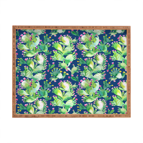 Ninola Design Paddle Cactus Blue Rectangular Tray