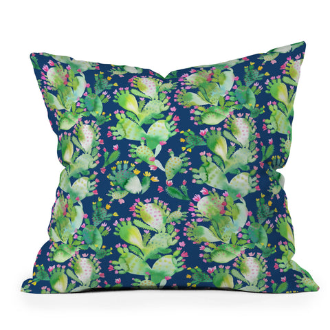 Ninola Design Paddle Cactus Blue Throw Pillow