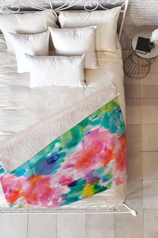 Ninola Design Painterly Tropical Texture Fleece Throw Blanket