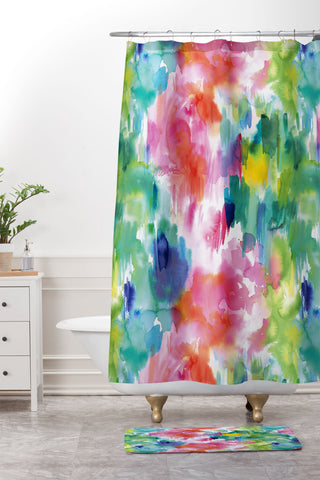 Ninola Design Painterly Tropical Texture Shower Curtain And Mat