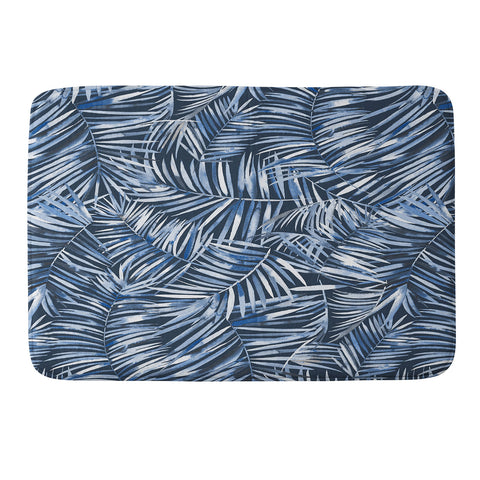 Ninola Design Palms branches navy Memory Foam Bath Mat