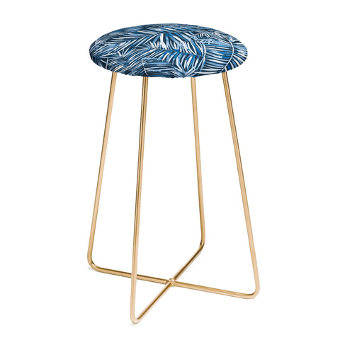Ninola Design Palms branches navy Counter Stool