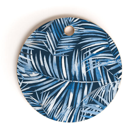 Ninola Design Palms branches navy Cutting Board Round
