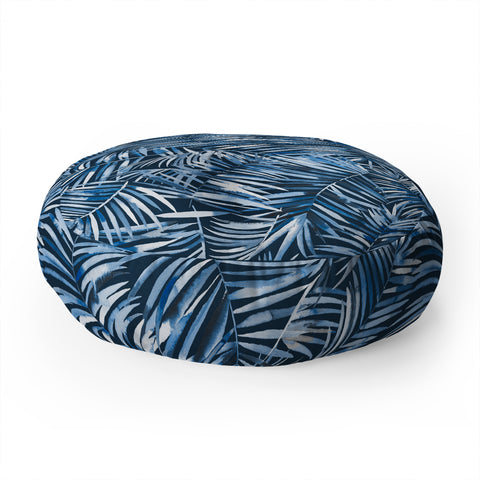Ninola Design Palms branches navy Floor Pillow Round
